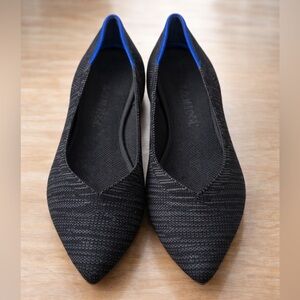 ROTHY'S THE POINT Black Flats Slip On Ballet Pointed Toe Womens Sz 6